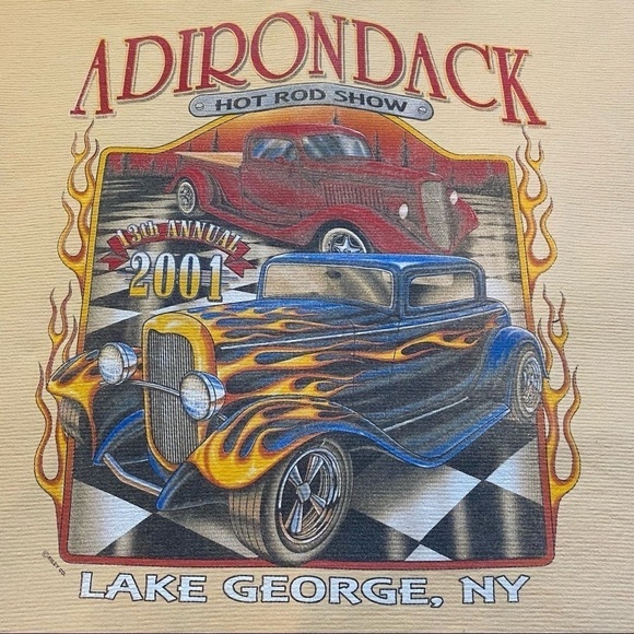 Vintage 2001 Adirondack Hot Rod Show Lake George, NY Shirt Top Yellow Size XXL - Picture 2 of 15